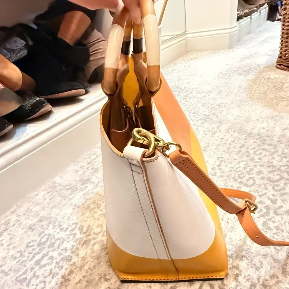 Tory Burch Tan and White Tote